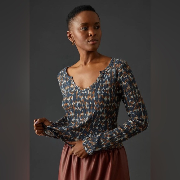 Anthropologie Tops - Anthropologie Pilcro Notched Waffle Top